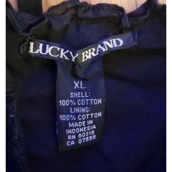 Lucky Brand Peasant Boho Beach Sundress Vneck Ruffled Lined Midi Size L NWT - Picture 2 of 14